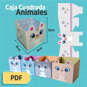 Caja Cuadrada Animales 4 motivos